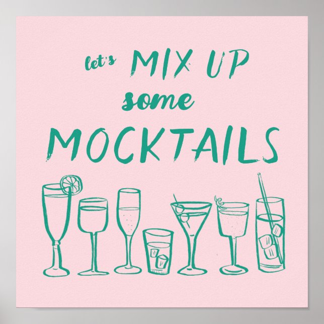 Poster MIX UP MOCKTAILS Bar Custom Kitchen Art (Frente)