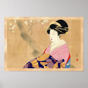 Pôster Miyagawa Shuntei Oiran arte japonesa ukiyo-e