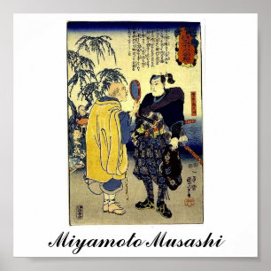 Poster Miyamoto Musashi e o caixa de fortuna C. 1800's