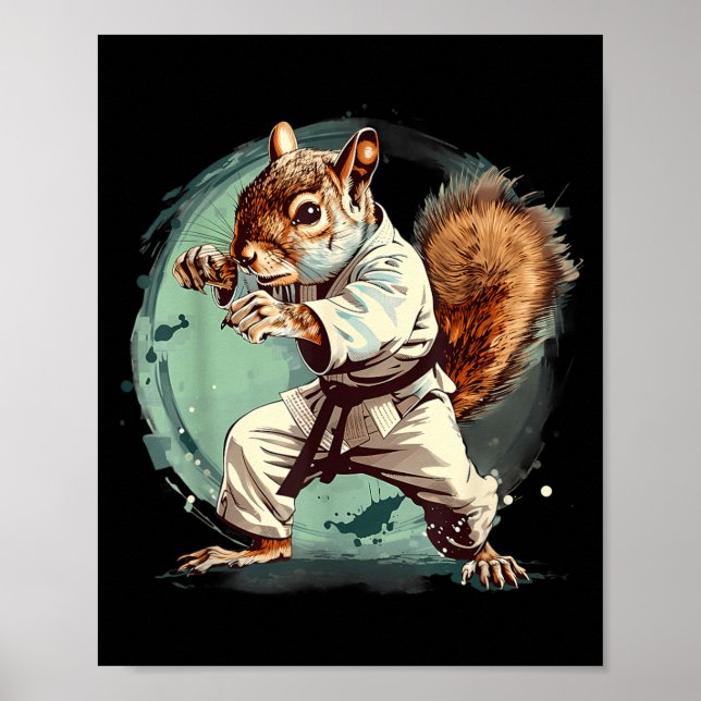 Poster MMA Esquilo Jiu-Jitsu Judô Kung Fu Kickboxing (Frente)
