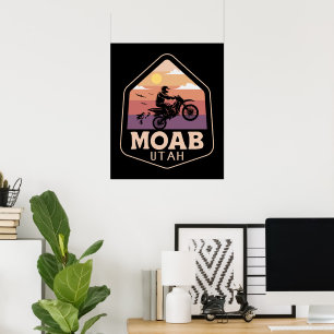 Poster Moab Utah Vintage Sunset Dirt Bike Retro Outdoor