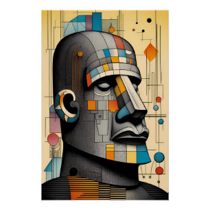Pôster Moai do Século 21 - Arte Tiki de Ken Gage