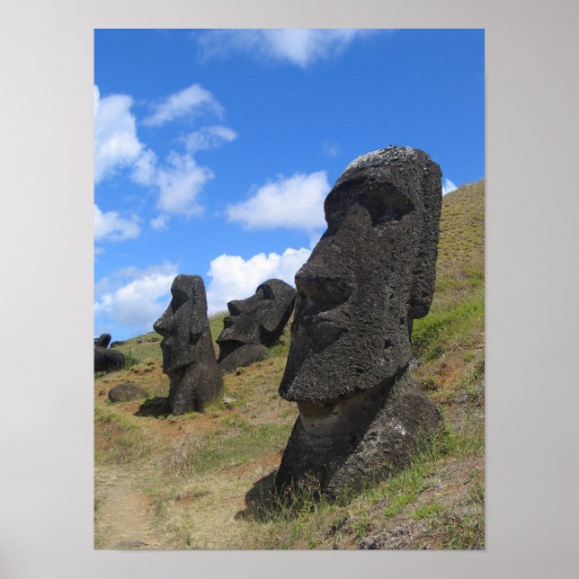 Poster Moai em Rano Raraku, Ilha da Páscoa (Frente)
