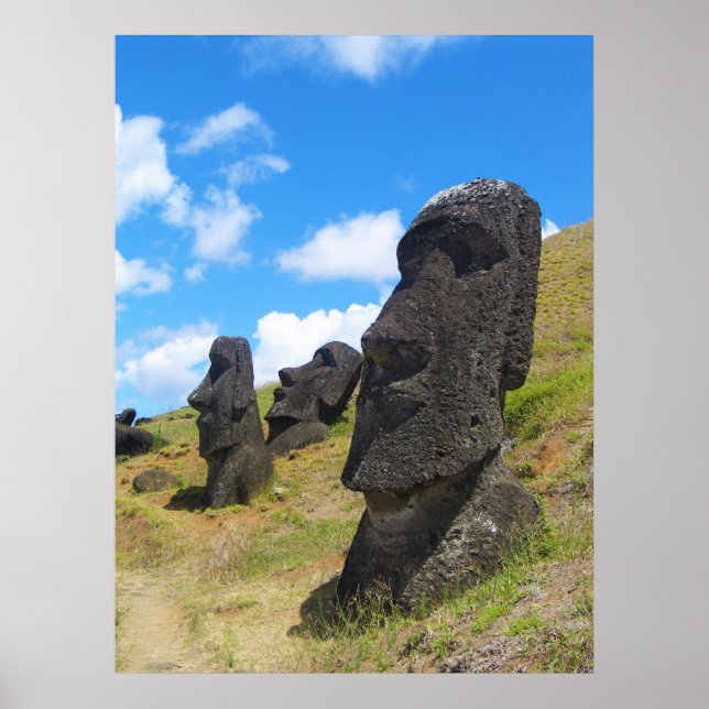 Pôster Moai na Ilha de Páscoa Rano Raraku (Frente)