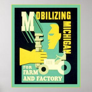 Poster Mobilização do Michigan ~ Vintage Employment Ad