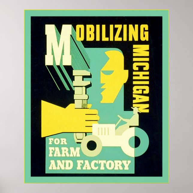 Poster Mobilização do Michigan ~ Vintage Employment Ad (Frente)
