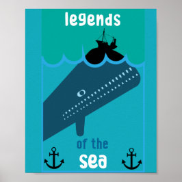 Poster Moby Dick Sea Fantasy | Funny Ocean And Sea Servin