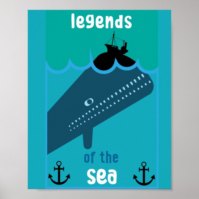 Poster Moby Dick Sea Fantasy | Funny Ocean And Sea Servin (Frente)