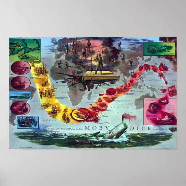 Poster Moby Dick Viagem do Pequod Herman Melville (Frente)