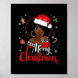 Poster moça africana negra melanina americana natal santa