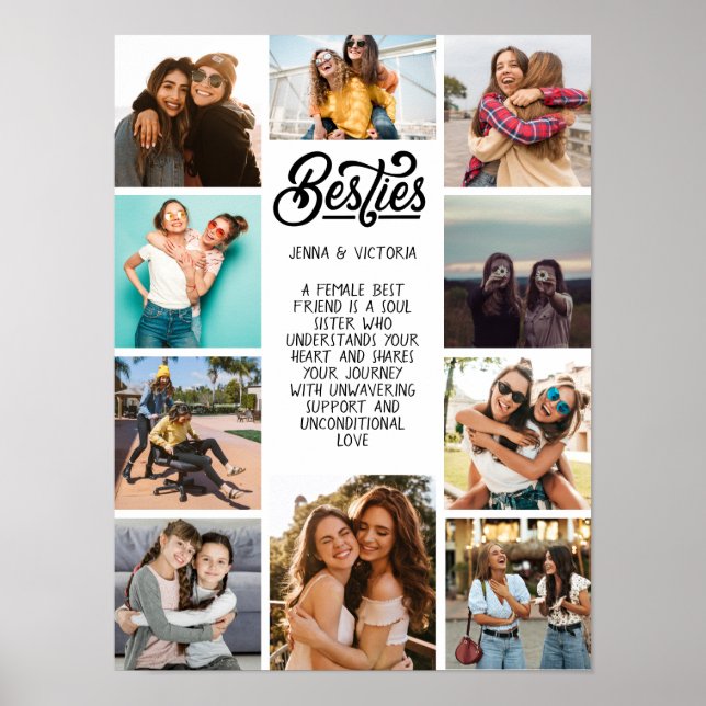 Poster Moça Besties 10 fotos texto personalizado fonte pr (Frente)