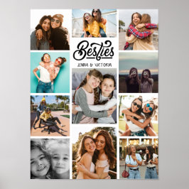 Poster Moça Besties 11 fotos com script de colagem fonte 