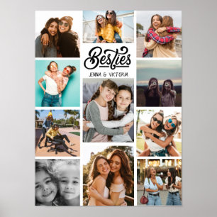 Poster Moça Besties 11 fotos com script de colagem fonte 