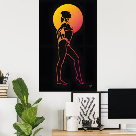 Poster moça da silhueta