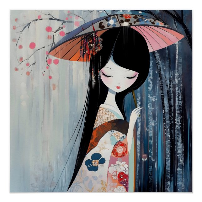 Pôster Moça de anime suave (Frente)