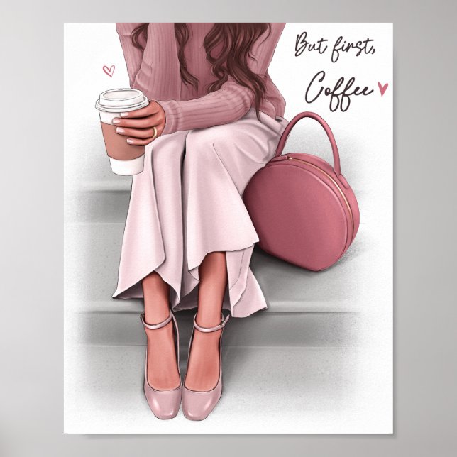Poster Moça De Moda Mas Café Primeiro (Frente)
