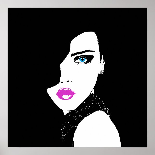 Poster Moça Negra Rosa Azul (Frente)