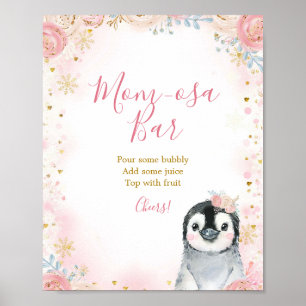 Poster Moça Pinguim Inverno Snowflake Sinal de Momosa Bar