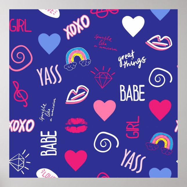 Poster moças com um slogan. Mão d (Frente)