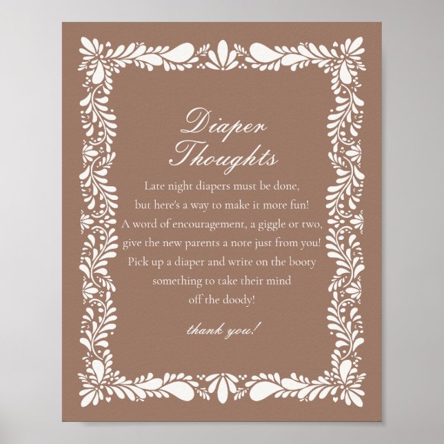 Poster Mocha Brown Talavera Azulejo Fralda Chá Pensamento (Frente)