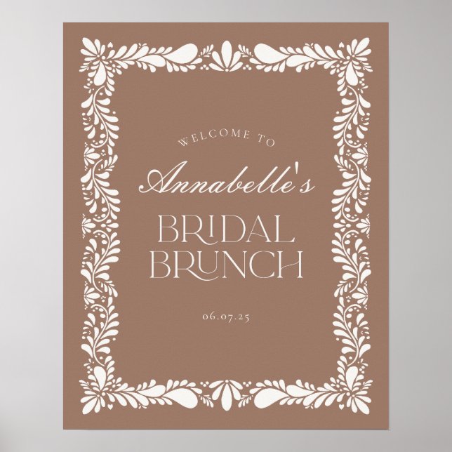 Poster Mocha Brown Talavera Fiesta Bridal Brunch (Frente)