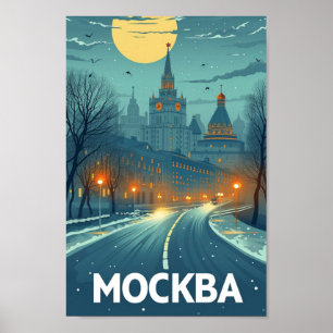 Poster Mockba Moscou Rússia Vintage Familiar Viagem