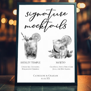 Poster Mocktails Shirley Temple Mojito Preto Branco