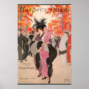 Poster Moda de outono da Harper's Bazaar de 1913 art déco
