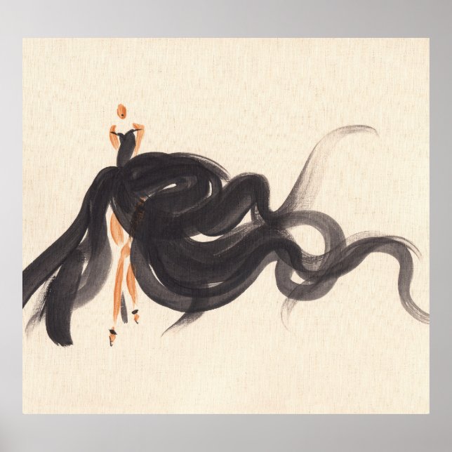 Poster Moda Elegante: Senhora das Aquarelas (Frente)