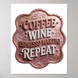 Poster Moda em Ouro CAFÉ VINHO ESPRESSO MARTINI REPITA