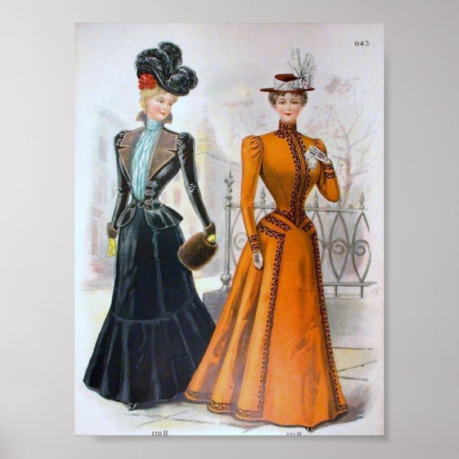 Pôster Moda feminina da Vintage de 1890 (Frente)