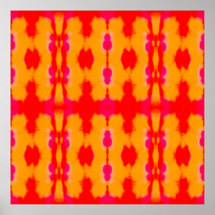 Poster Moda Red Boho. Carpete Persa. Camada de Aquarela