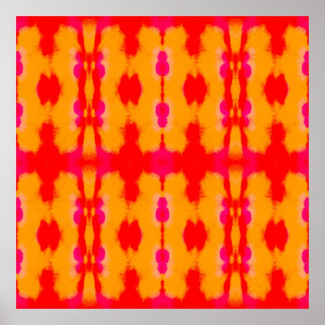 Poster Moda Red Boho. Carpete Persa. Camada de Aquarela (Frente)