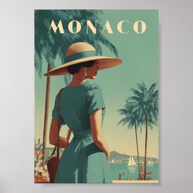 Poster moda vintage Mônaco anos 50 (Frente)