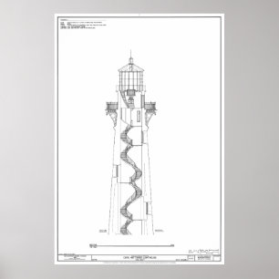 Poster Modelo 2 do farol de Hatteras do cabo do vintage