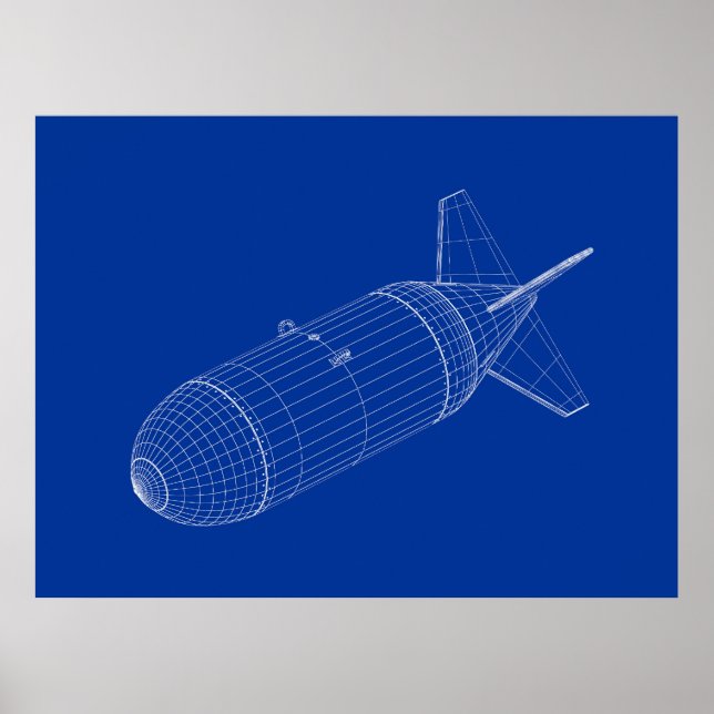 Poster modelo 3D de bomba de gravidade nuclear (Frente)