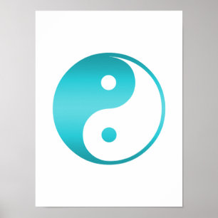 Pôster Modelo azul da ilustração da cerceta de Yin Yang