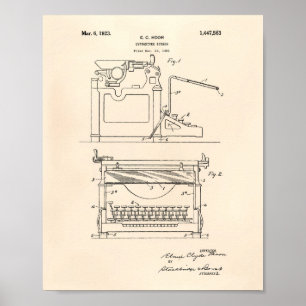 Pôster Modelo da arte da patente da tela 1923 da máquina