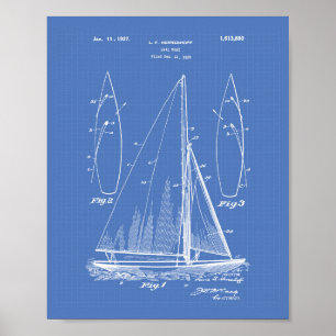 Poster Modelo da arte da patente do barco de vela 1927