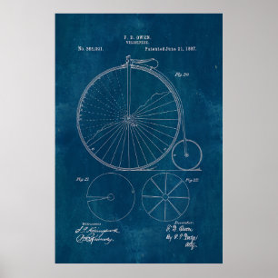Poster Modelo da bicicleta do Farthing da moeda de um