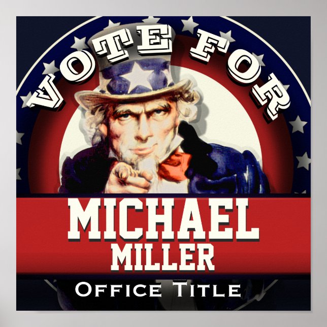 Pôster Modelo da Campanha Personalizada Tio Sam (Frente)