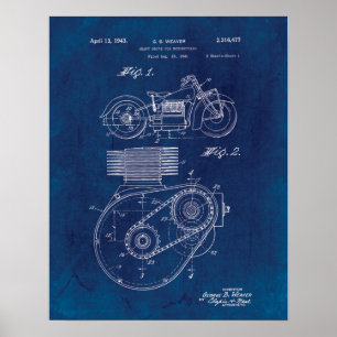 Poster Modelo da patente da movimentação de eixo 1943 d
