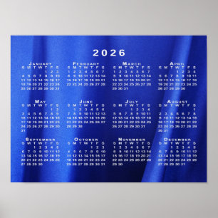 Poster Modelo de Calendário 2026 em Foto Abstrata Azul
