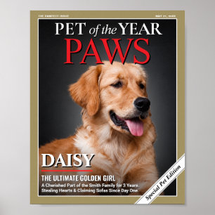 Poster Modelo de Capa de Revista de Gato Personalizado Re