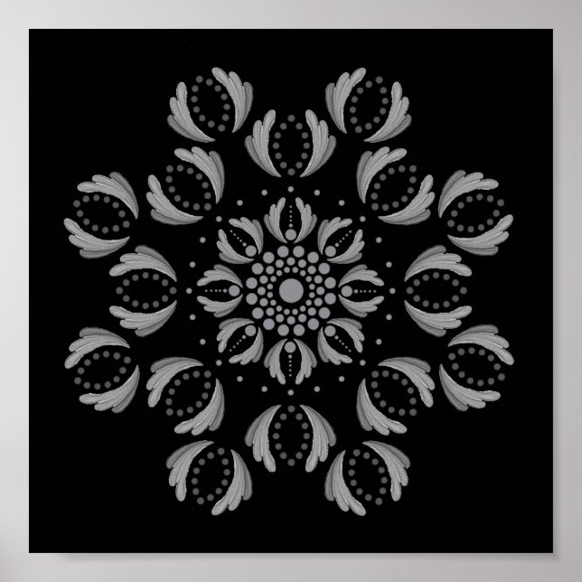 Poster Modelo de Cartaz de Mandala para Pontilhar (Frente)