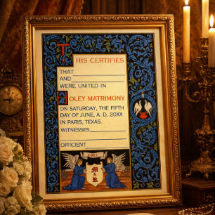 Poster Modelo de Certificado de Casamento Antigo