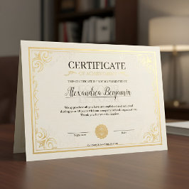 Poster Modelo de Certificado de Realização Elegante em Do