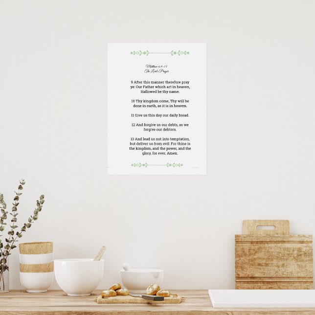 Poster Modelo de Escritura, O Pai Nosso, preto (Cozinha)