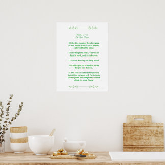Poster Modelo de Escritura, O Pai Nosso, verde