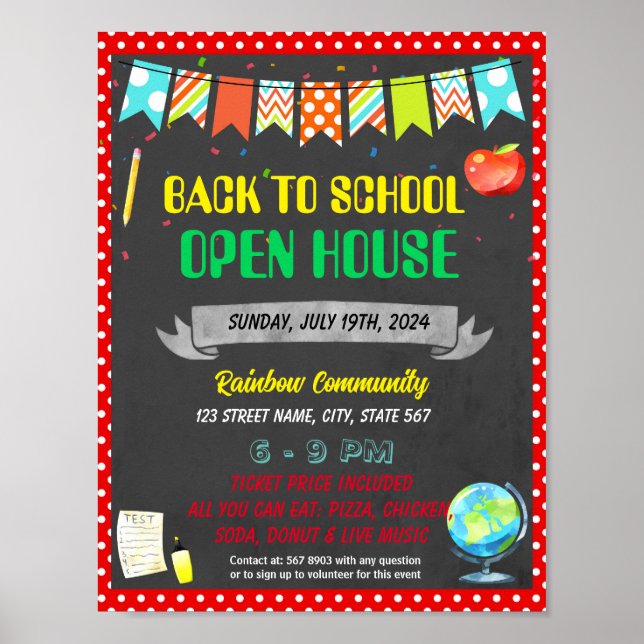 Poster Modelo de evento da escola Open House (Frente)